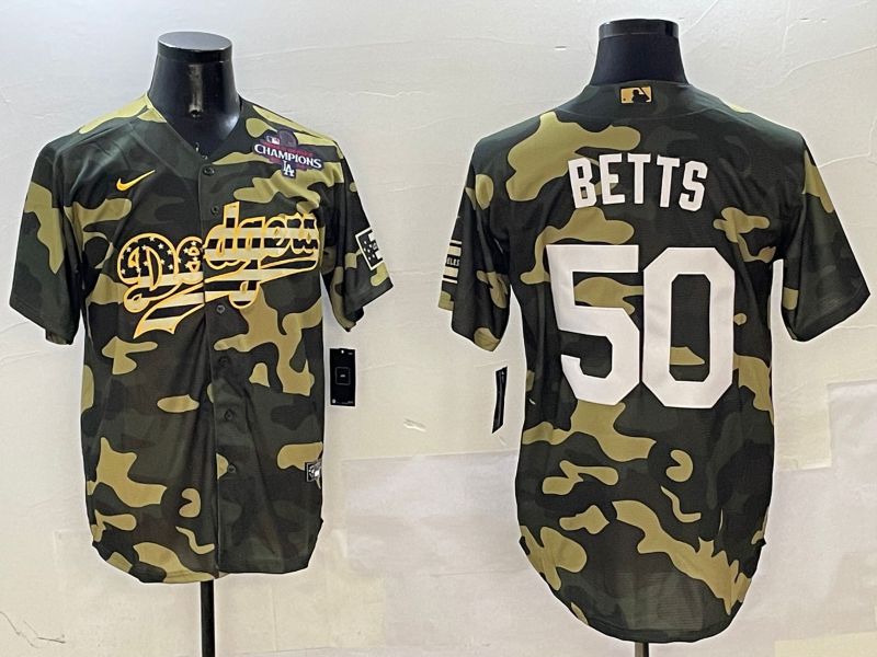 Men Los Angeles Dodgers 50 Betts Camo Joint Name 2025 Nike MLB Jersey style 4